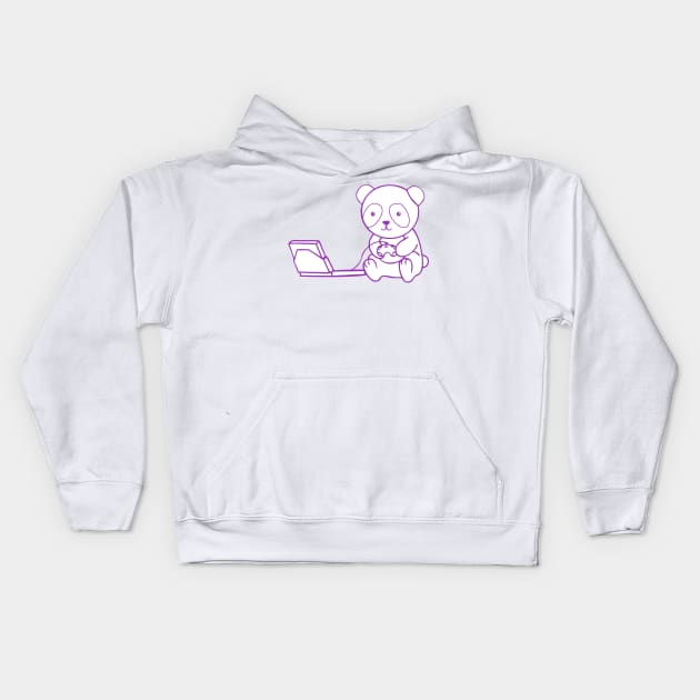 Purple Gaming Panda Contour Kids Hoodie by Just Gaby Gaming